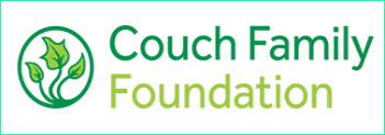 A green banner with the words couch potato foundation in front.